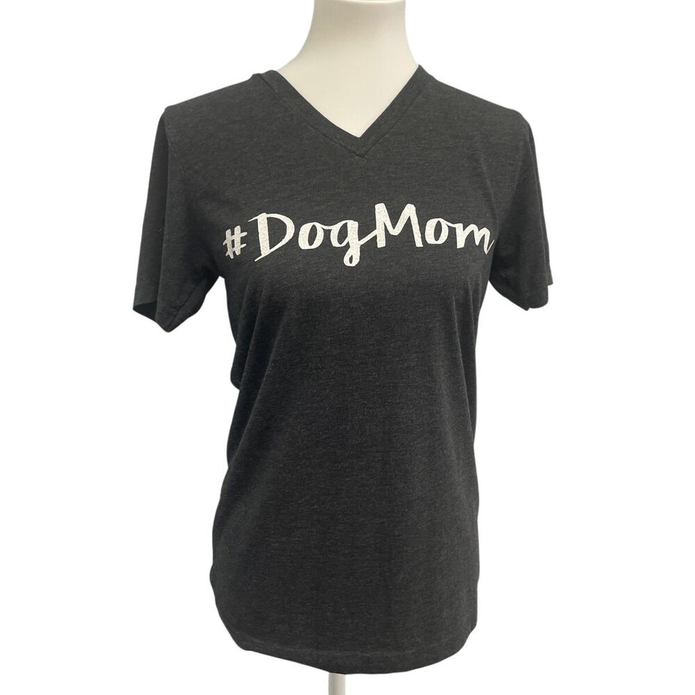 Royal Bowtique Womens Small #Dog Mom Short Sleeve V Neck Tee Shirt